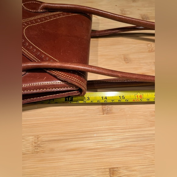 Vintage Brown Leather Bohemian Satchel Purse Bag Tote Western - Picture 8 of 12